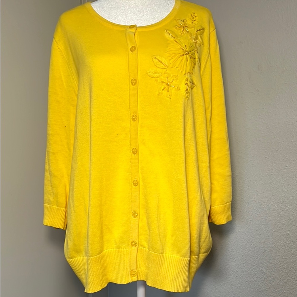 CJ Banks Floral Embroidered‎ Sweater